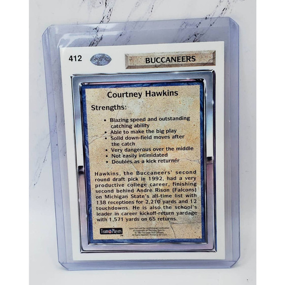 1992 Upper Deck Rooke Force #412 Courtney Hawkins Tampa Bay Buccaneers - Picture 2 of 4